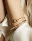 Diamond spring ring clasp bracelet cable chain 18K gold