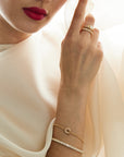 Diamond spring ring clasp bracelet cable chain 18K gold