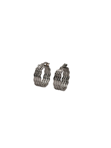 Waves - White Gold Hoop Earrings