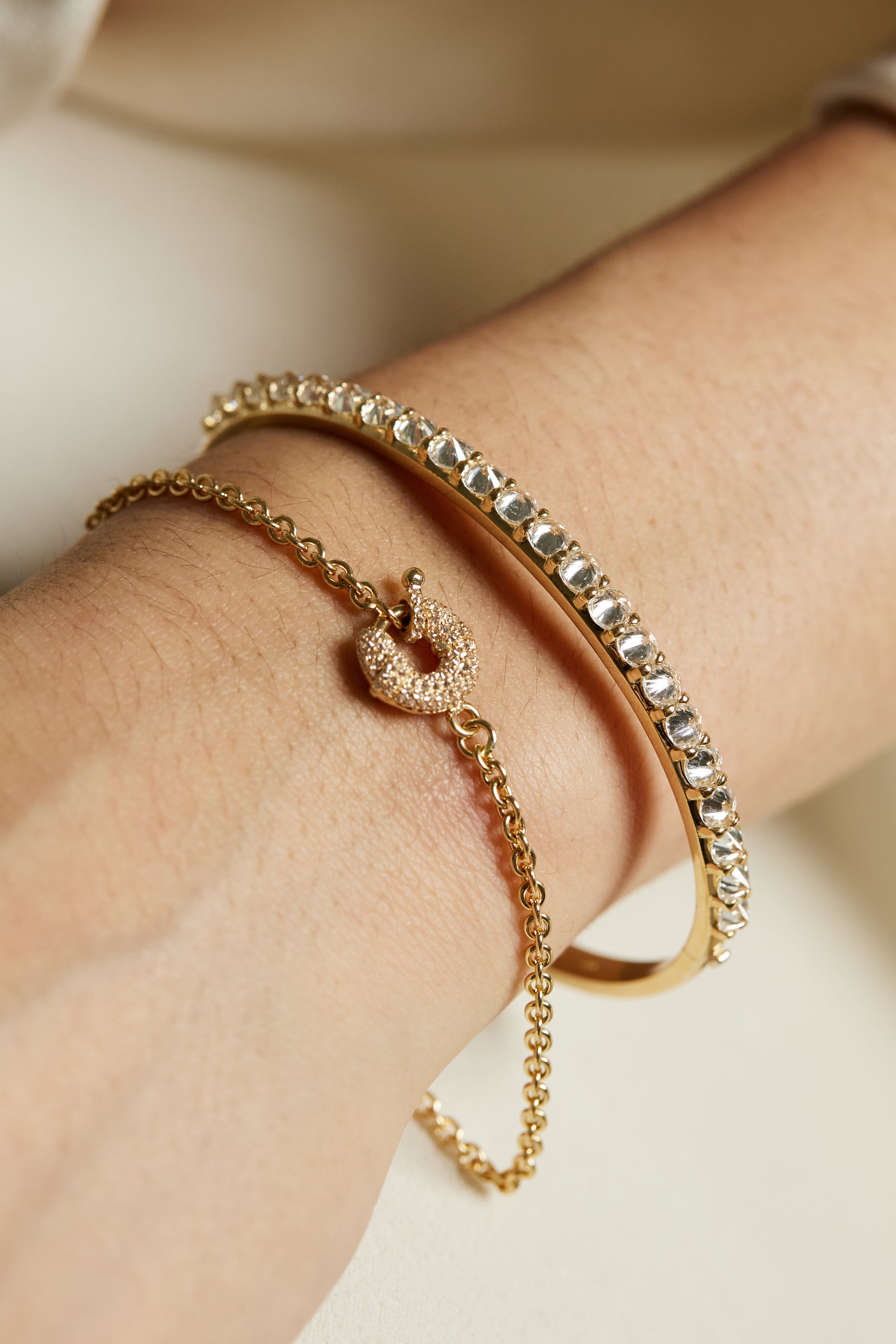 Diamond bangle with reverse set Canadian diamonds 18K yellow gold 