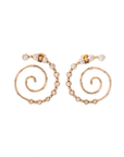 spiral yellow gold diamond hoop earrings