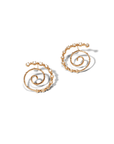 spiral yellow gold diamond hoop earrings