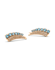 blue topaz and diamond yellow gold crawler earrings