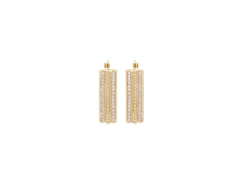 yellow gold square hoop earrings with double row of diamonds