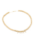 yellow gold necklace with beads and diamonds